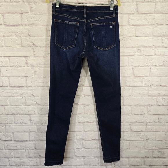 W Rag & Bone Cate Mid Rise Ankle Skinny Dark Blue Jeans Size 27 Selvedge Selvage - Picture 4 of 11